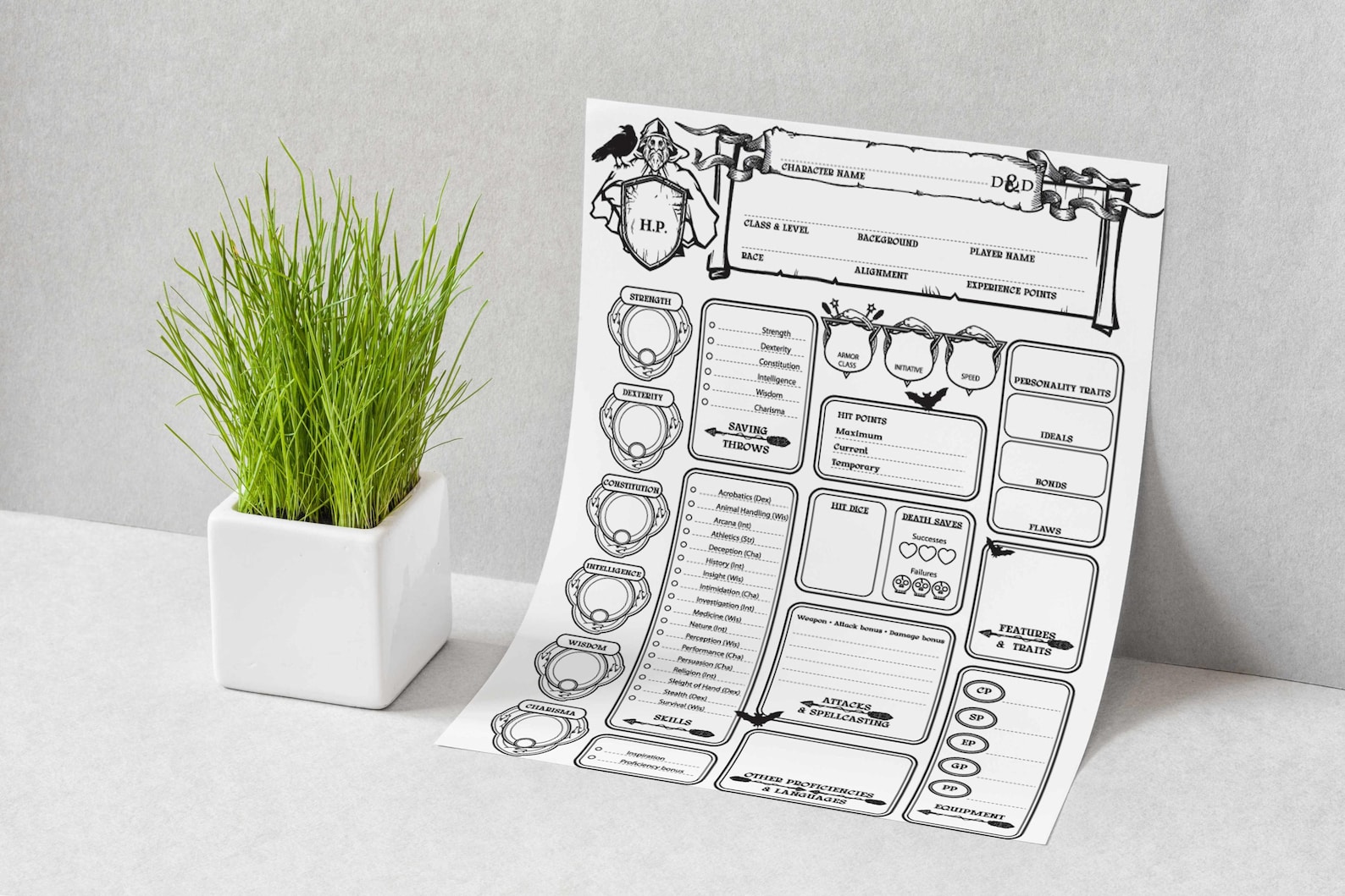 Dnd Character Sheet Digital Download 5e Character Sheet Perfect Dnd ...
