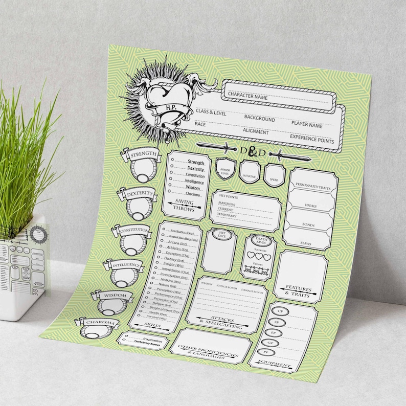 Dnd 5e Character Sheet Printable PDF Customizable, Stylish, Organized ...