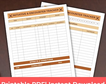 D&DInitiative Encounter Tracker Bogen (Digitaler Download)
