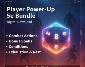 DnD 5e Player Cheat Sheet Bundle: Combat Actions, Bonus Spells, Conditions (PDF)