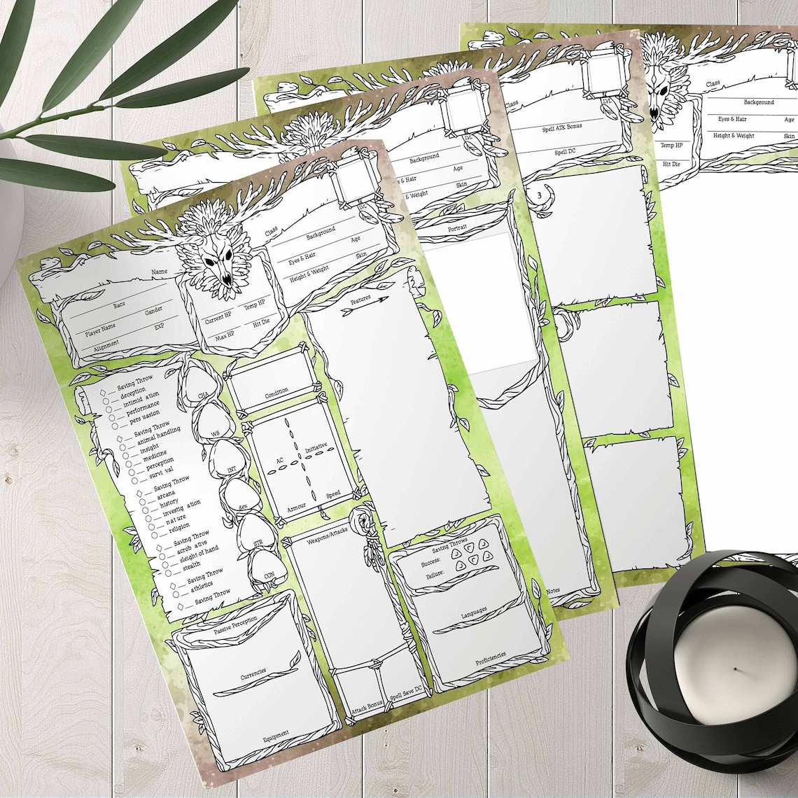 Editable Druid Character Sheet for Dnd 5e Forest Design - Etsy