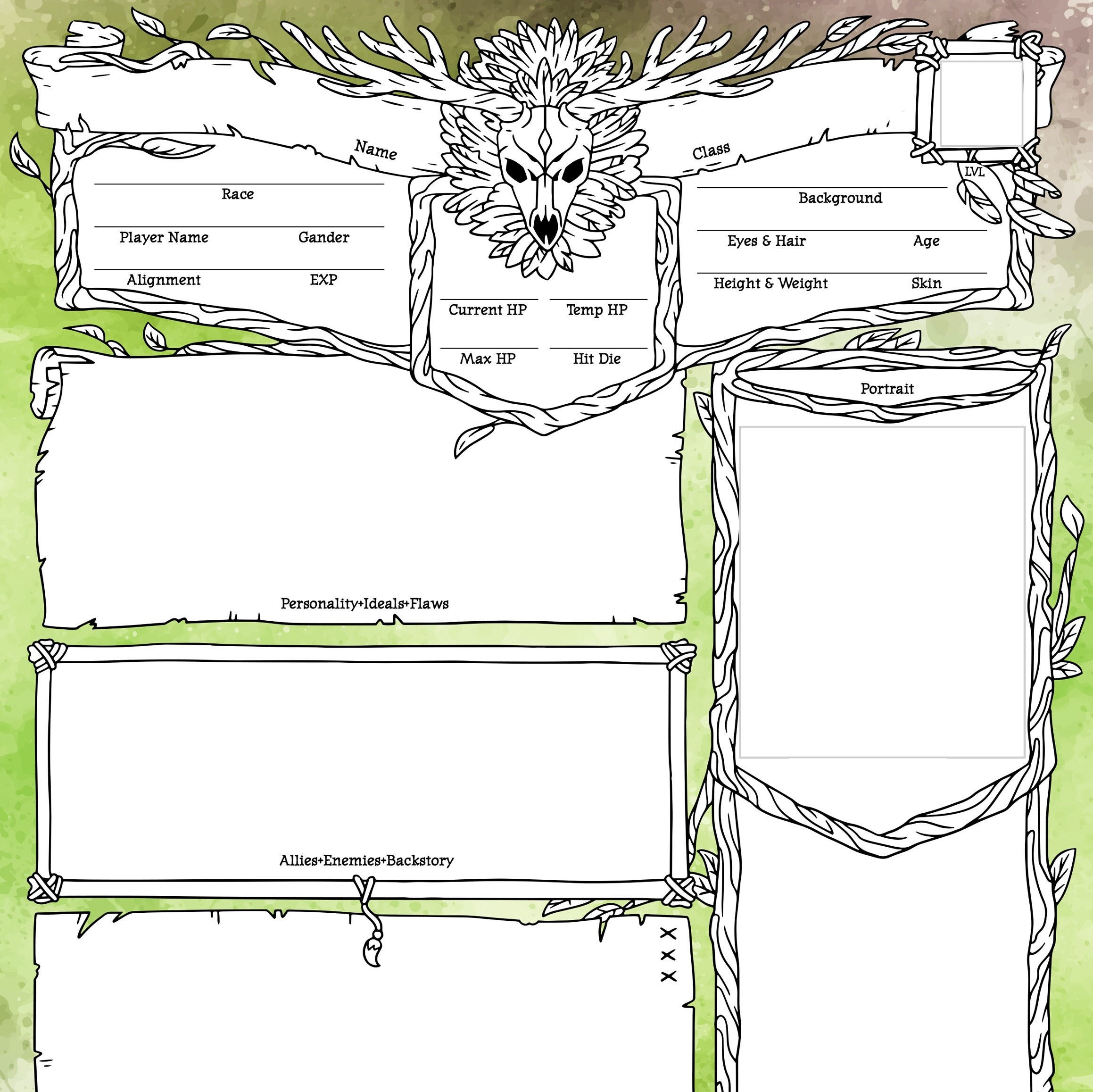 Editable Druid Character Sheet for Dnd 5e - Forest Design - Etsy