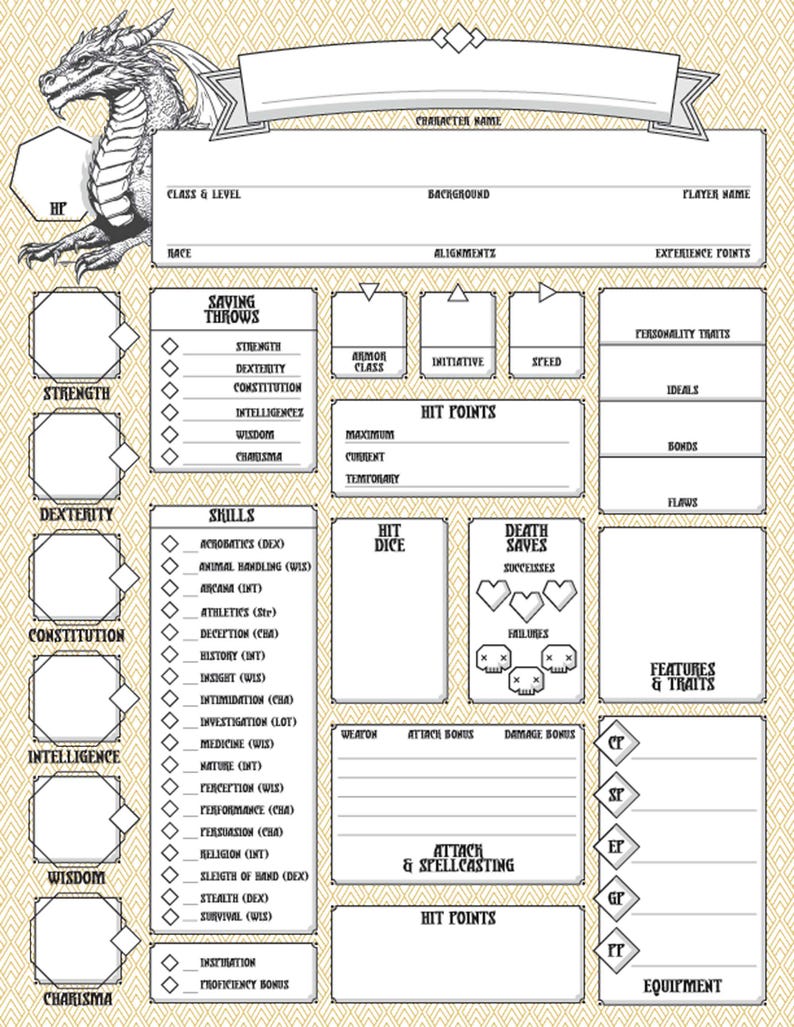 All-class Dnd 5e Character Sheet printable - Etsy