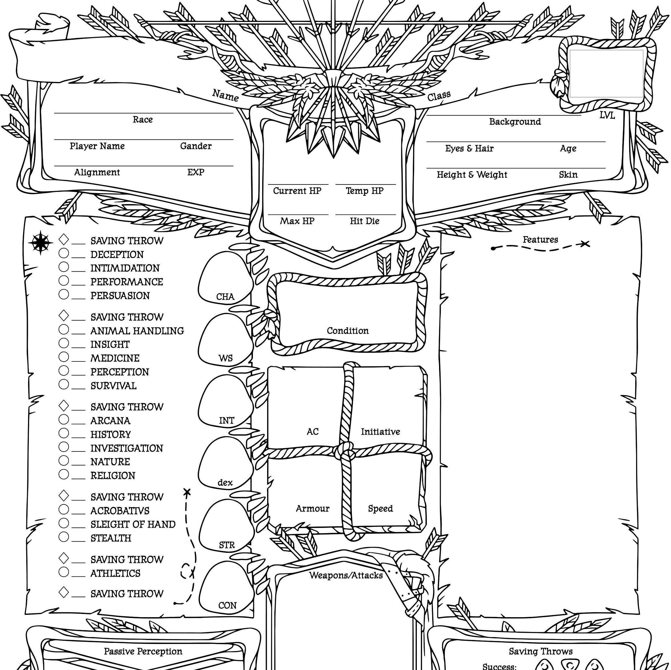 Master Your Adventure Editable Dnd Ranger Character Sheet PDF Unleash