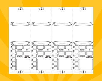 Planilha de Iniciativa para Mestres de Masmorra (PDF para impressão) — Folha de Ordem de Turno de Combate 5e