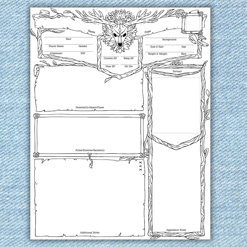 Editable Dnd 5e Character Sheet PDF | Printable Druid Sheet | Digital ...