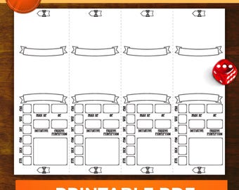 DnD Initiative Tracker PDF | Printable Combat Order Sheet | Digital Download