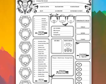 Ficha de Personagem em Branco para D&D 5e em PDF para Imprimível para Jogadores de Dungeons & Dragons