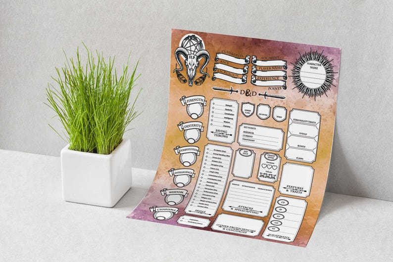 Dnd 5e Character Sheet Printable Customizable PDF Instant Download - Etsy