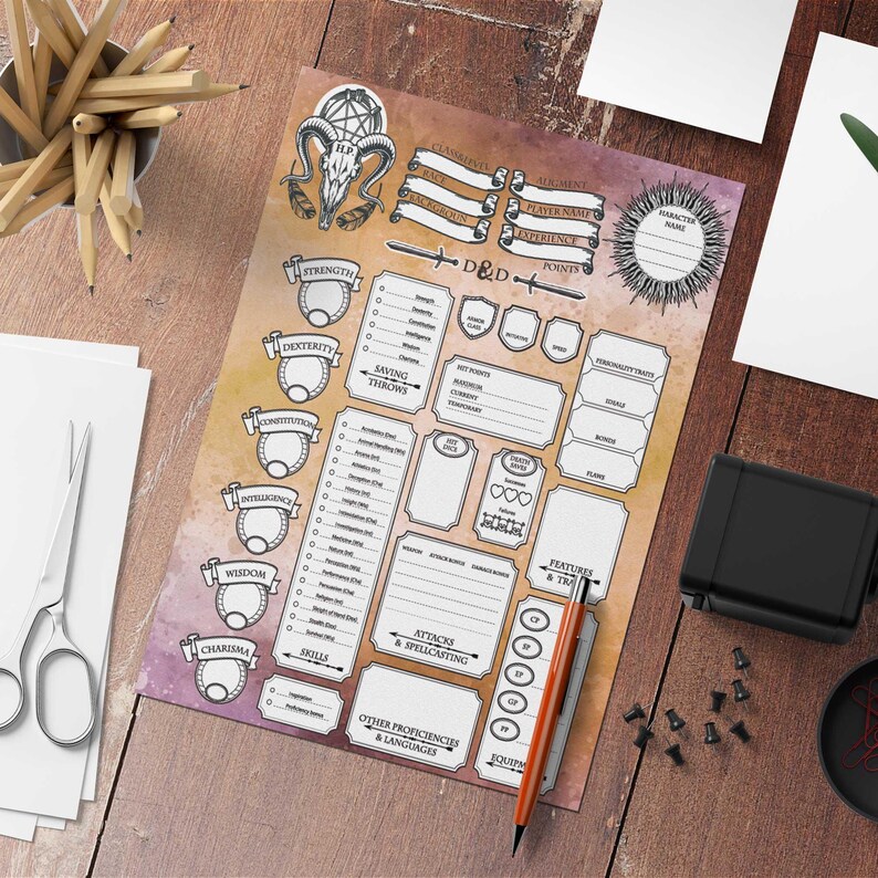 Dnd 5e Character Sheet: Printable RPG Stats Tracker (PDF) - Etsy