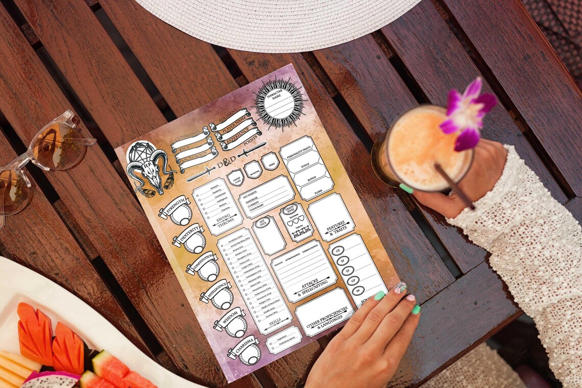 Dnd 5e Character Sheet Printable Customizable PDF Instant Download - Etsy