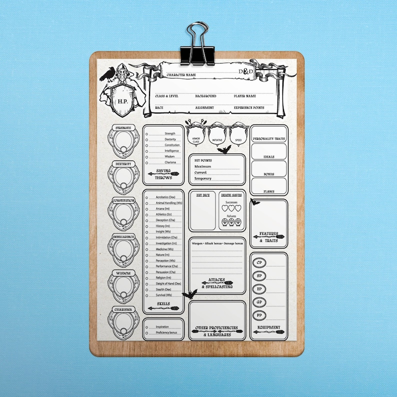 Universal Dnd 5e Character Sheet PDF Printable Tabletop RPG Tool for ...