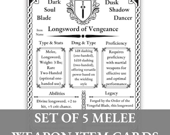 Armas Lendárias de Combate Corpo a Corpo de D&D | Cartas de Itens da 5ª Edição (PDF)