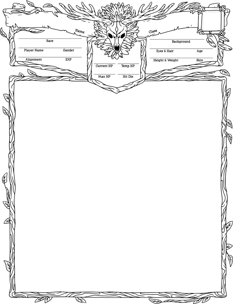 Editable Dnd 5e Character Sheet PDF | Printable Druid Sheet | Digital ...