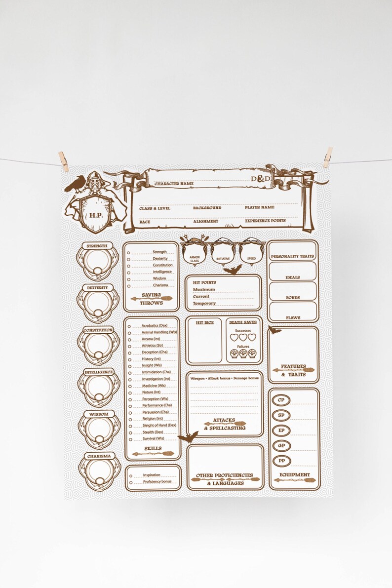 Dnd Character Sheet PDF Printable 5e for Players and Dms – Non-editable ...