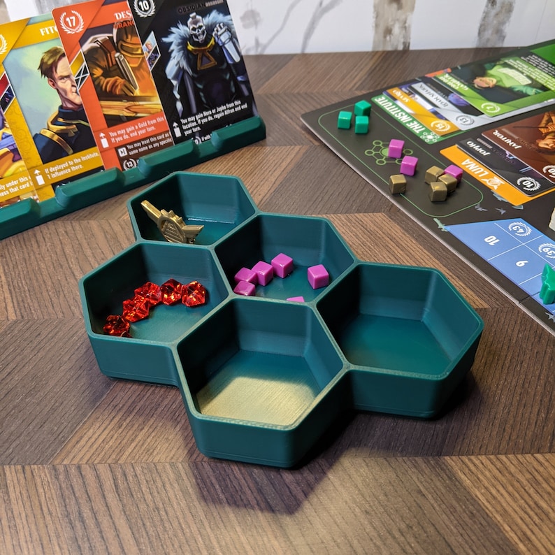 Stackable Hexagon Board Game Player Trays 5 Bin Game Piece Token and ...