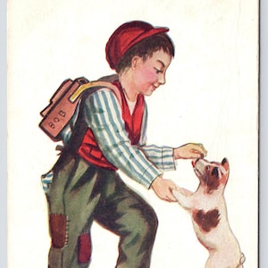 Antique Postcard, &quot;Pals&quot; A Young Boy with his Dog, 1910s Postcard
