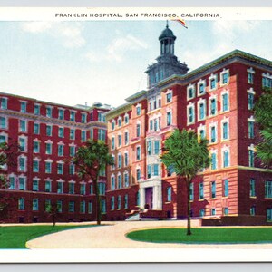 Antique California Postcard, Franklin Hospital, San Francisco California, 1920s unposted