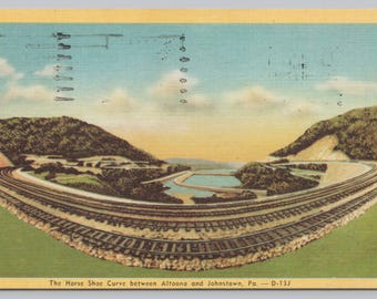 Antique Postcard, The Horseshoe Curve between Altoona & Johnstown Pennsylvania, Posted 1947