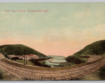 Antique Postcard, Horse Shoe Curve on the Pennsylvania Railroad, Divided Back, Posted 1915
