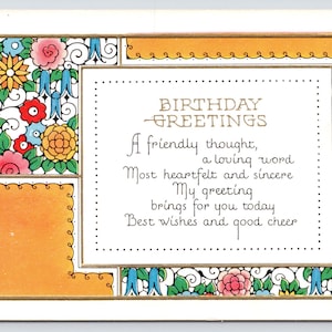 Antique Birthday Postcard, Floral Design, Birthday Greetings, 1910s Unposted