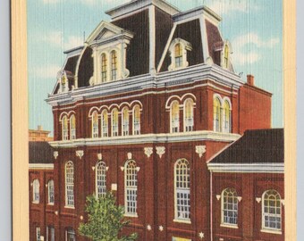 Antique Postcard, Alexandria Washington Masonic Lodge, exterior view, Alexandria Virginia, Posted 1946