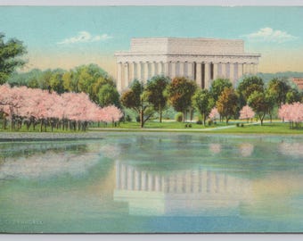 Antique Postcard, Lincoln Memorial from across the Potomac River, Washington DC, 1910s Divided Back unposted