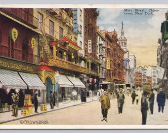 Antique Postcard, Mott Street, Chinatown, New York City NY, 1910s Unposted