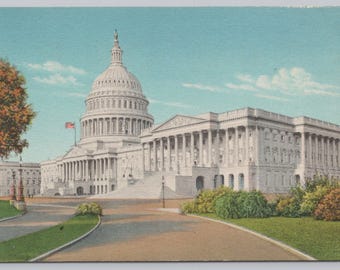 Antique Postcard, The United States Capitol Building, Washington DC, circa 1930s