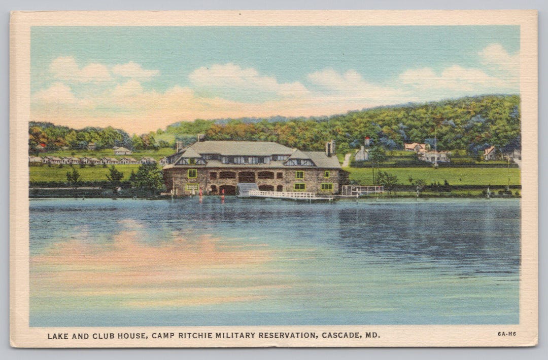 Antique Postcard, Lake and Club House, Camp Ritchie Military ...