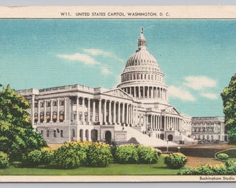 Antique Postcard, United States Capitol Building, Washington DC, Posted 1945