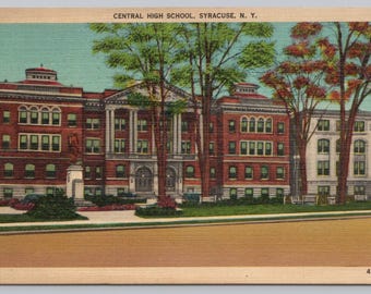 Antique Postcard, Central High School, Syracuse New York, Posted 1941