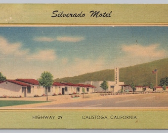 Antique Postcard, Silverado Motel, Highway 29, Calistoga California, Posted 1947