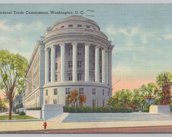 Antique Postcard, Federal Trade Commission, FTC Building, 6th & Constitution, Washington DC, Posted 1941