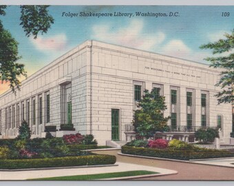 Antique Postcard, Folger Shakespeare Library, Washington DC, Posted 1953