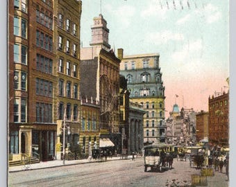 Antique Postcard, Exchange Street, looking toward State Street, Rochester New York, Posted 1906 UDB