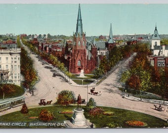 Antique Postcard, Thomas Circle, Washington DC, 1910s unposted