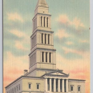 Antique Postcard, George Washington Masonic National Memorial, Alexandria Virginia, 1940s Linen Postcard