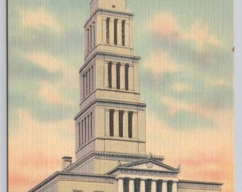Antique Postcard, George Washington Masonic National Memorial, Alexandria Virginia, 1940s Linen Postcard