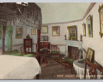 Antique Postcard, New Jersey Room, Mount Vernon Virginia, 1910s unposted