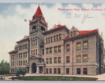 Antique Postcard, Washington High School, Portland Oregon, Divided Back Postcard, Posted 1911