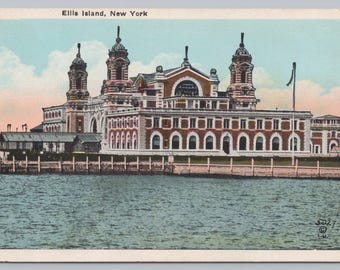 Antique Postcard, Ellis Island, New York City NY, 1920s White Border Postcard