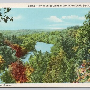 Antique Postcard, Scenic View of Shoal Creek at McClelland Falls, Joplin Missouri, 1940s unposted