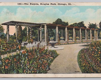 Antique Postcard, The Pergola, Douglas Park, Chicago Illinois, Posted 1926