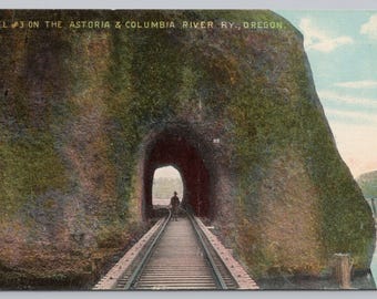 Antique Postcard, Tunnel # 3 on the Astoria & Columbia River Railroad in Oregon, Divided Back, Posted 1911