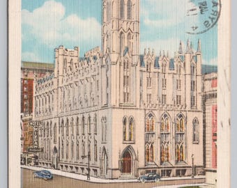 Antique Postcard, The Mizpah Hotel and First Baptist Church, Syracuse New York, Posted 1948