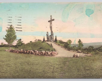 Antique Postcard, The Crucifixion Group, National Shrine of North American Martyrs, Auriesville New York, Posted 1937, Albertype Postcard