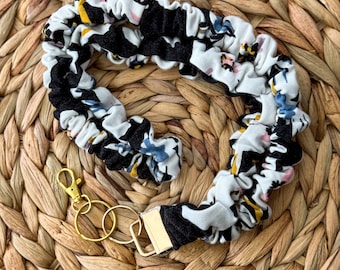 Floral Stretchy Lanyard | Scrunchie-Style Keychain Badge Holder