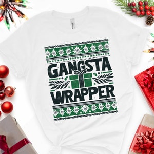 Vintage Gangsta Wrapper Christmas T-Shirt For Holiday Parties and Ugly Sweater friends reunions