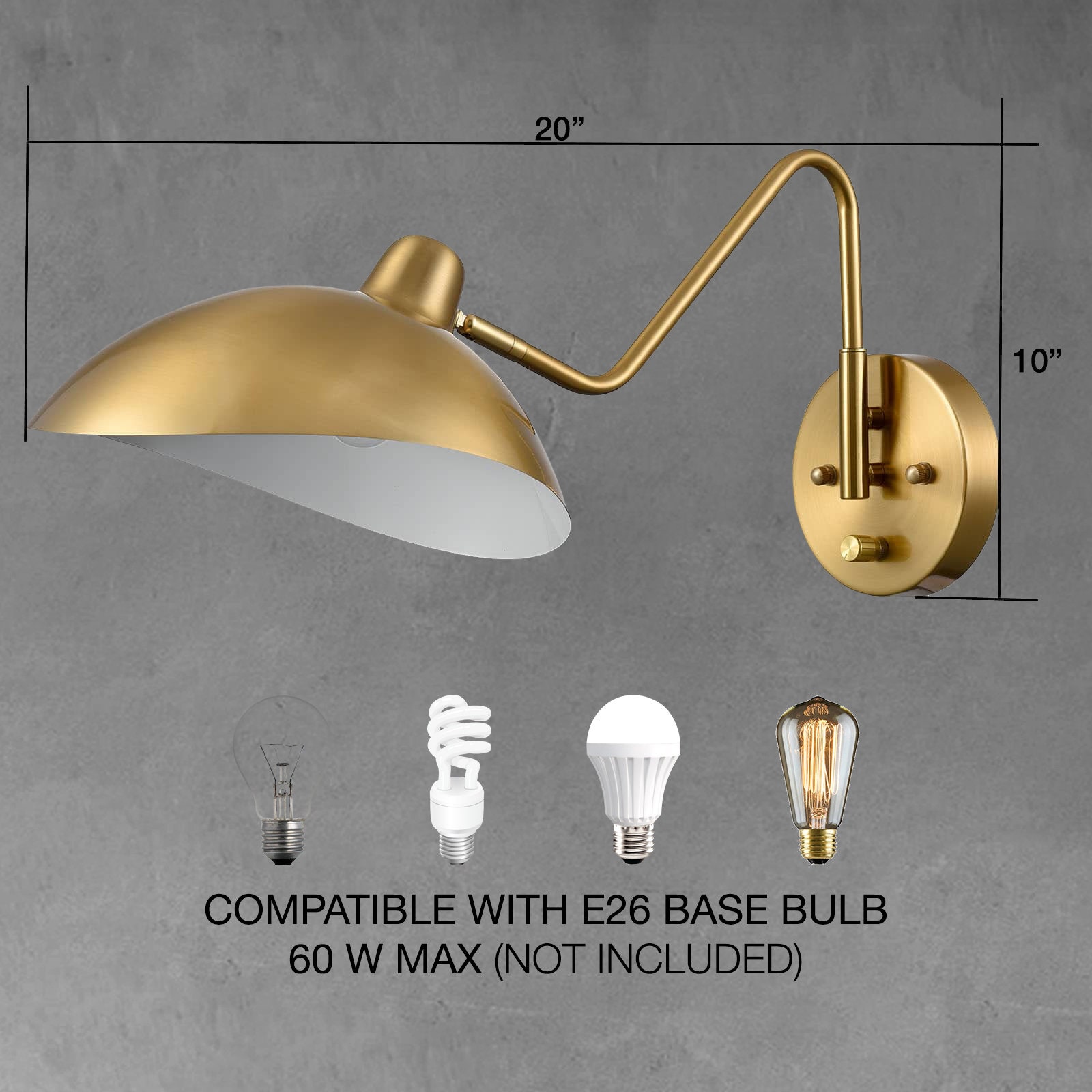 Eslem Modern Brass Swing Arm Wall Sconce With On/off Switch Plug-in or ...